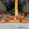 Bàn ghế phòng khách gỗ Sồi Nga góc nệm chân pháo