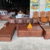 Bàn ghế phòng khách gỗ Sồi Nga góc nệm chân pháo