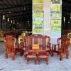 Bàn ghế phòng khách gỗ Tràm tay 12 đào cao
