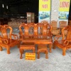 Bàn ghế phòng khách gỗ Tràm tay 12 đào cao
