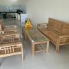 Bộ bàn ghế phòng khách gỗ sồi Nga PLT trắng