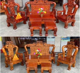 Bàn ghế phòng khách gỗ Tràm bát mã