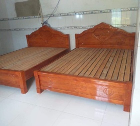 Giường ngủ gỗ xoan đào trái tim 1m6 x 2m