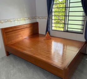 Giường ngủ Xoan đào Gia Lai hoa giữa 1m6 dạt phản