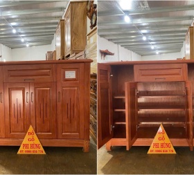 Tủ dép gỗ hương đá 4 cánh