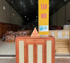Tủ dép gỗ Xoan Đào 4 cánh (mây)