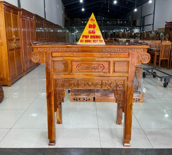 Kệ thờ gỗ tràm bông vàng 1 tầng 1m27