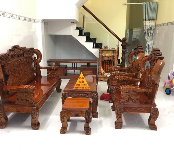 Bàn ghế gỗ tràm bông vàng tay 12