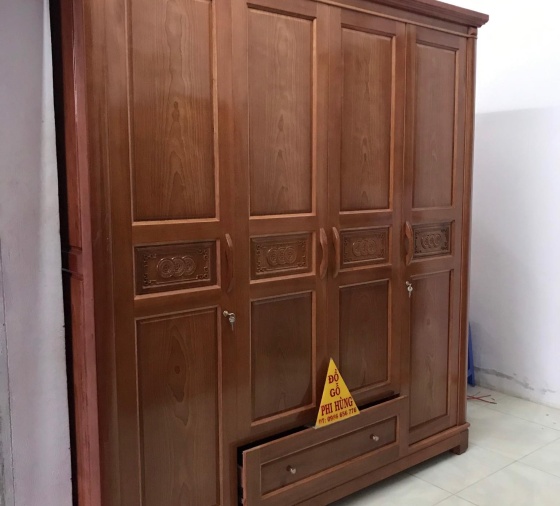 Tủ Áo Gỗ Xoan Đào Gia Lai 4 cánh xu