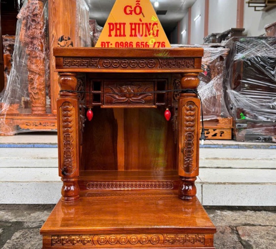 Bàn thờ ông địa gỗ Tràm 60cm (kim tiền)