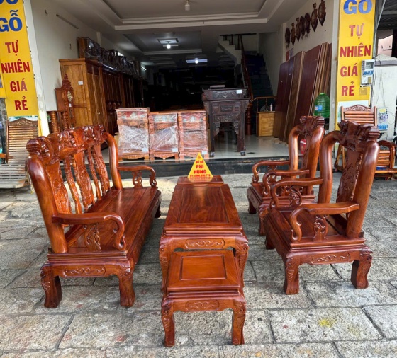 Bộ ghế phòng khách gỗ Hương Vân tay 10