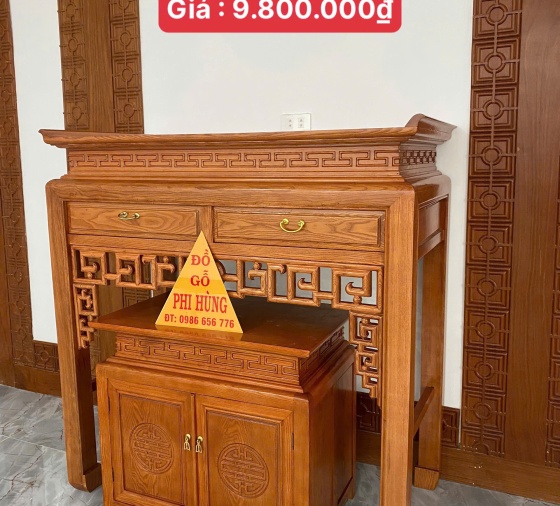 Bàn cúng mẹ con gỗ Sồi 1m27