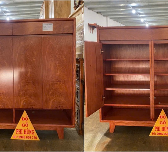 Tủ dép gỗ hương đá 4 cánh (loại cao)