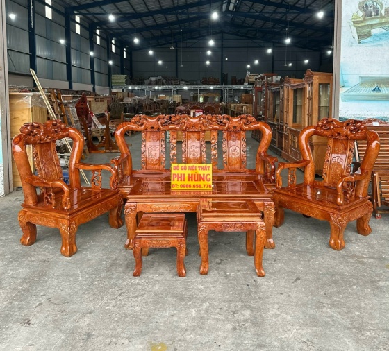 Bàn ghế phòng khách gỗ Thao lao tay 12